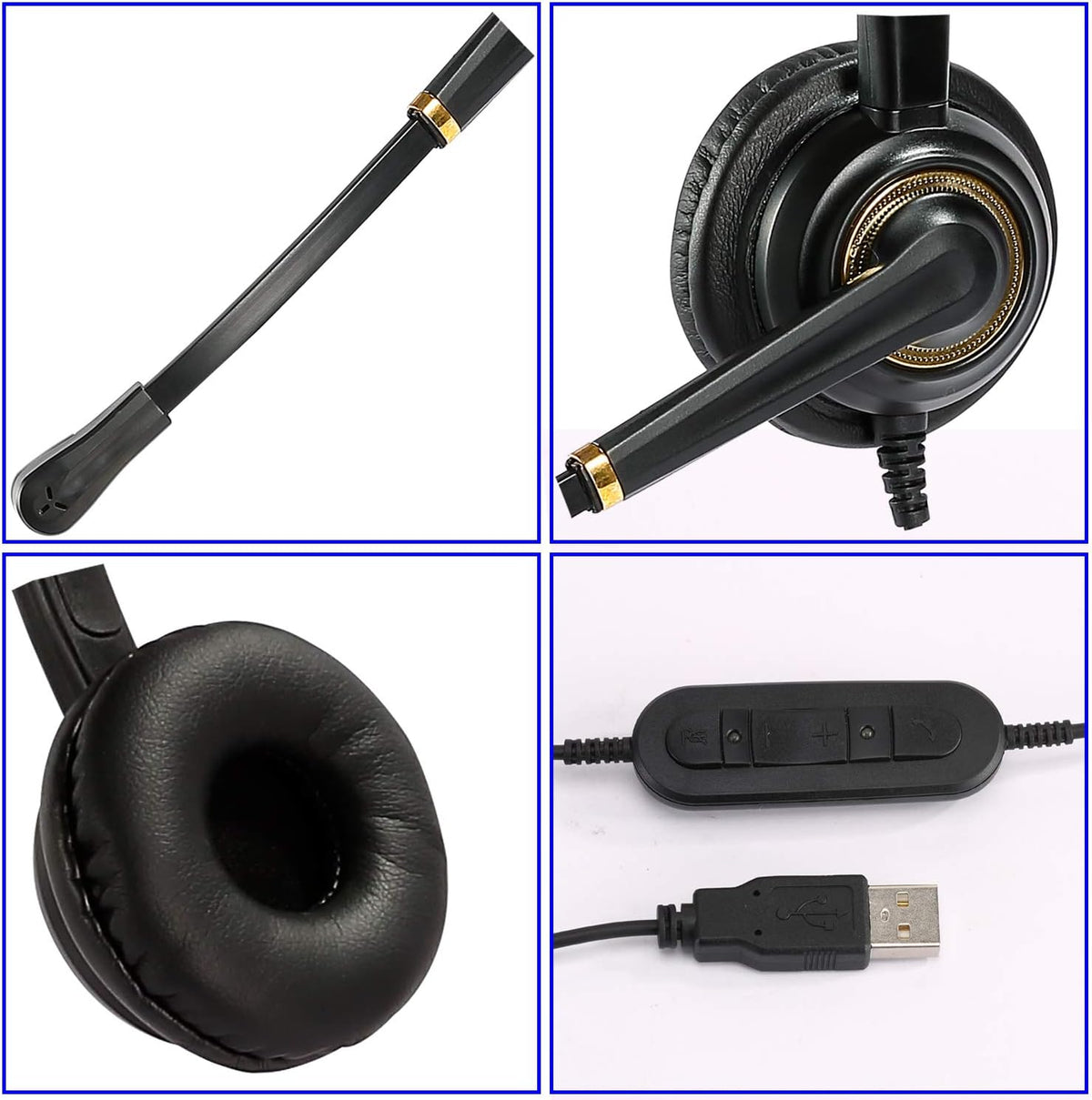 USB Headset with Microphone Noise Cancelling and Volume Controls, Computer PC Headphone with Voice Recognition Mic Works for Dragon Teams Zoom Skype Softphones Conference Calls Online Education etc
