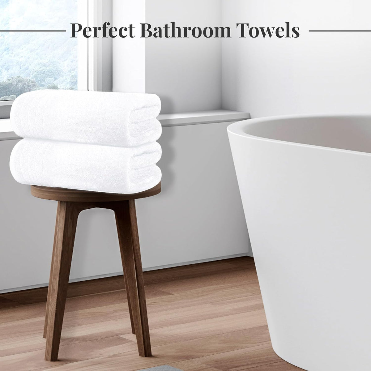 Tens Towels 4 Piece Extra Large Bath Towels 30 x 60 Inches, White