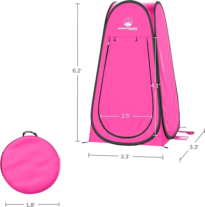 Pop Up Pod - Privacy Shower Tent, Dressing Room, or Portable Toilet Stall with Carry Bag for Camping, Beach, or Tailgate by Wakeman Outdoors