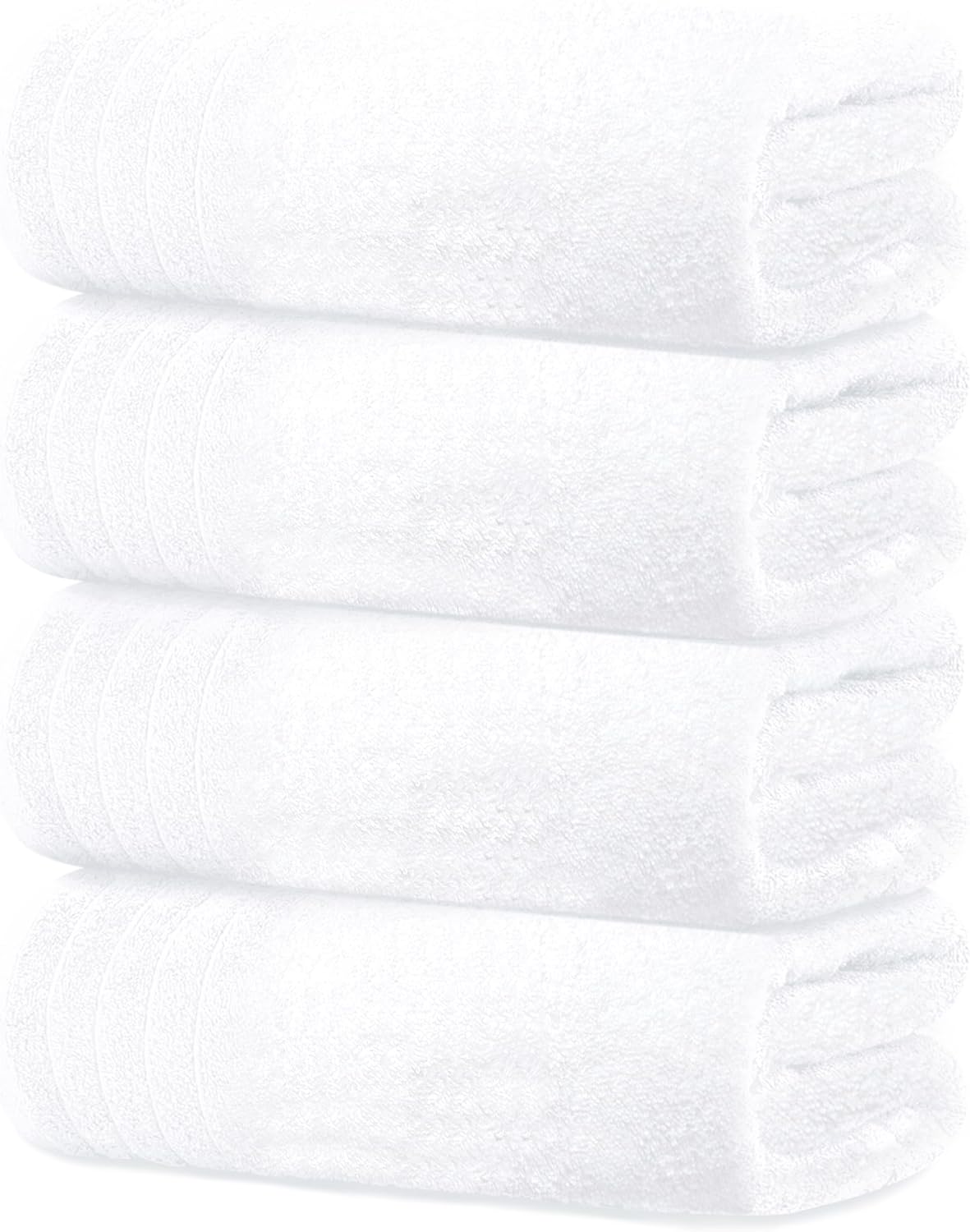 Tens Towels 4 Piece Extra Large Bath Towels 30 x 60 Inches, White