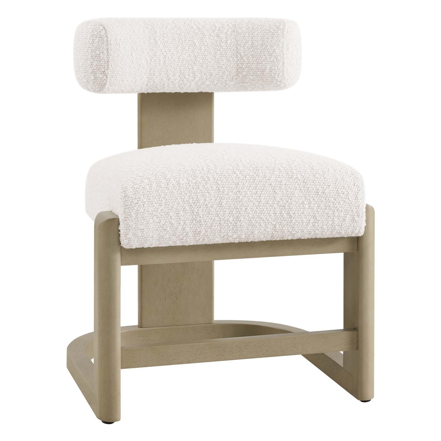 CHITA Upholstered Dining Chairs Set of 2, FSC Certified Mid Century Modern Kitchen & Dining Room Chairs, Fabric in Pearl (White), Solid Wood Frame in Gray Finish