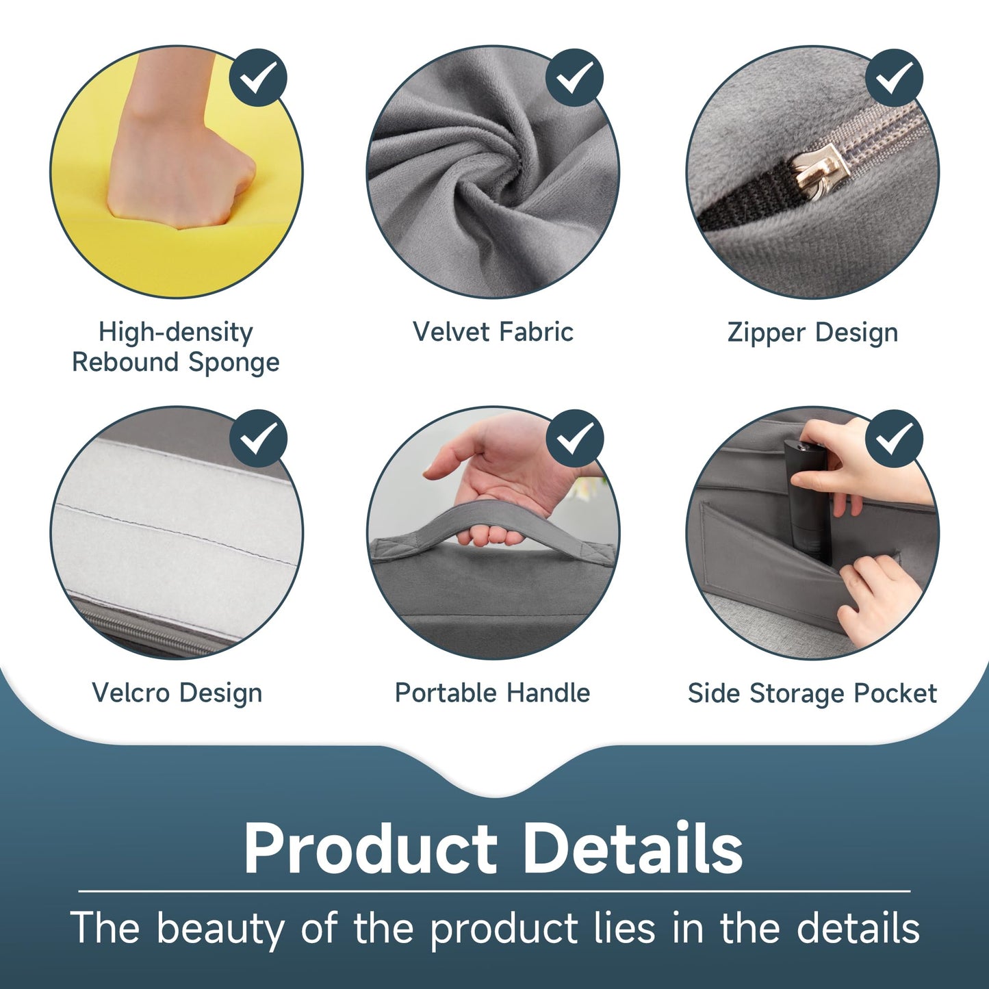 Reading Pillow for Gaming/Lap，Lap Pillow with Cup Holder for Reading, Working, Sitting in Floor Sofa, Lap Pillow with Cup Holder Pocket,Grey
