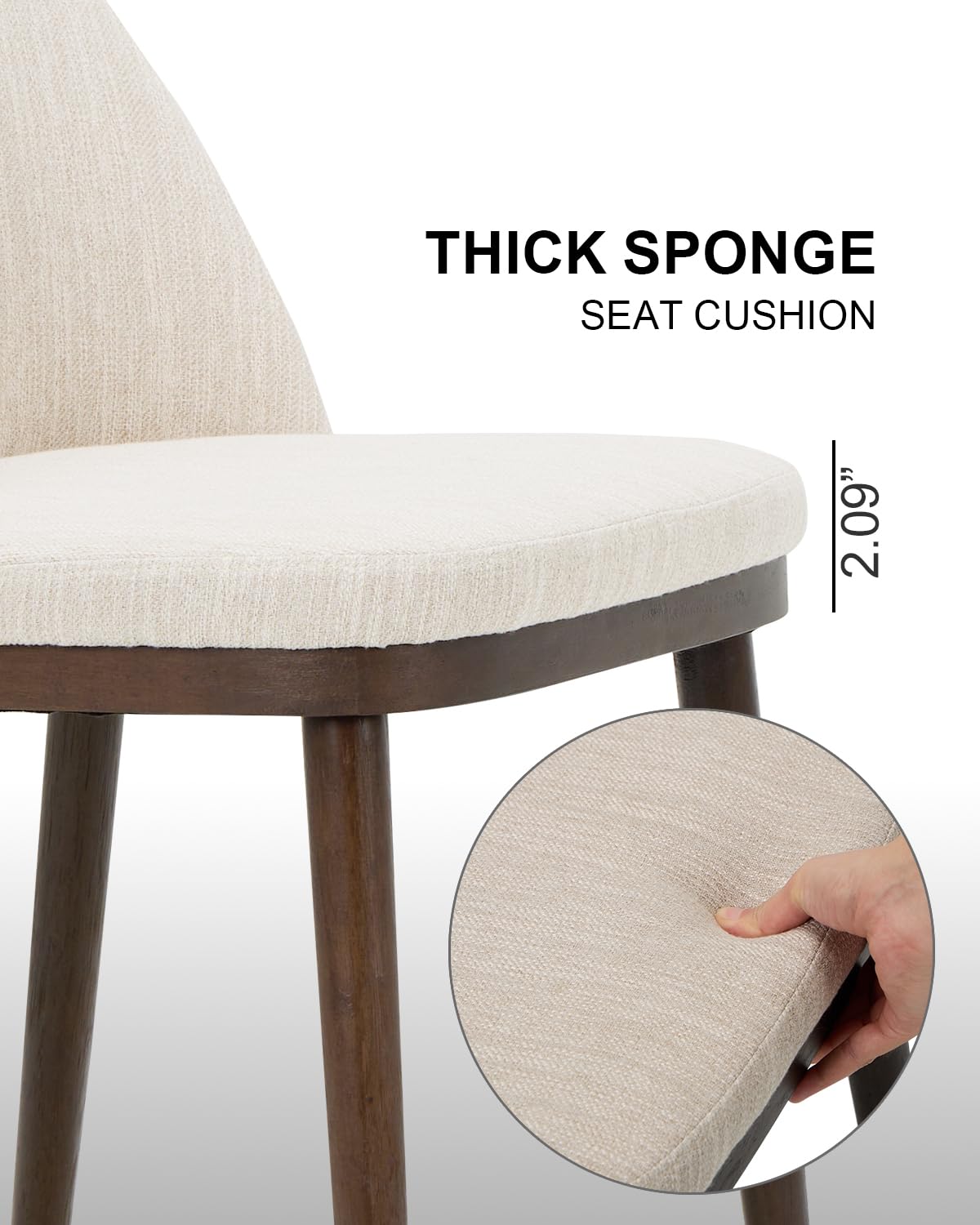 Homixis Upholstered Dining Chairs Set of 6 - Line Fabric Modern Dining Room Chairs, Mid-Back Restaurant Kitchen Chairs with Wooden Legs