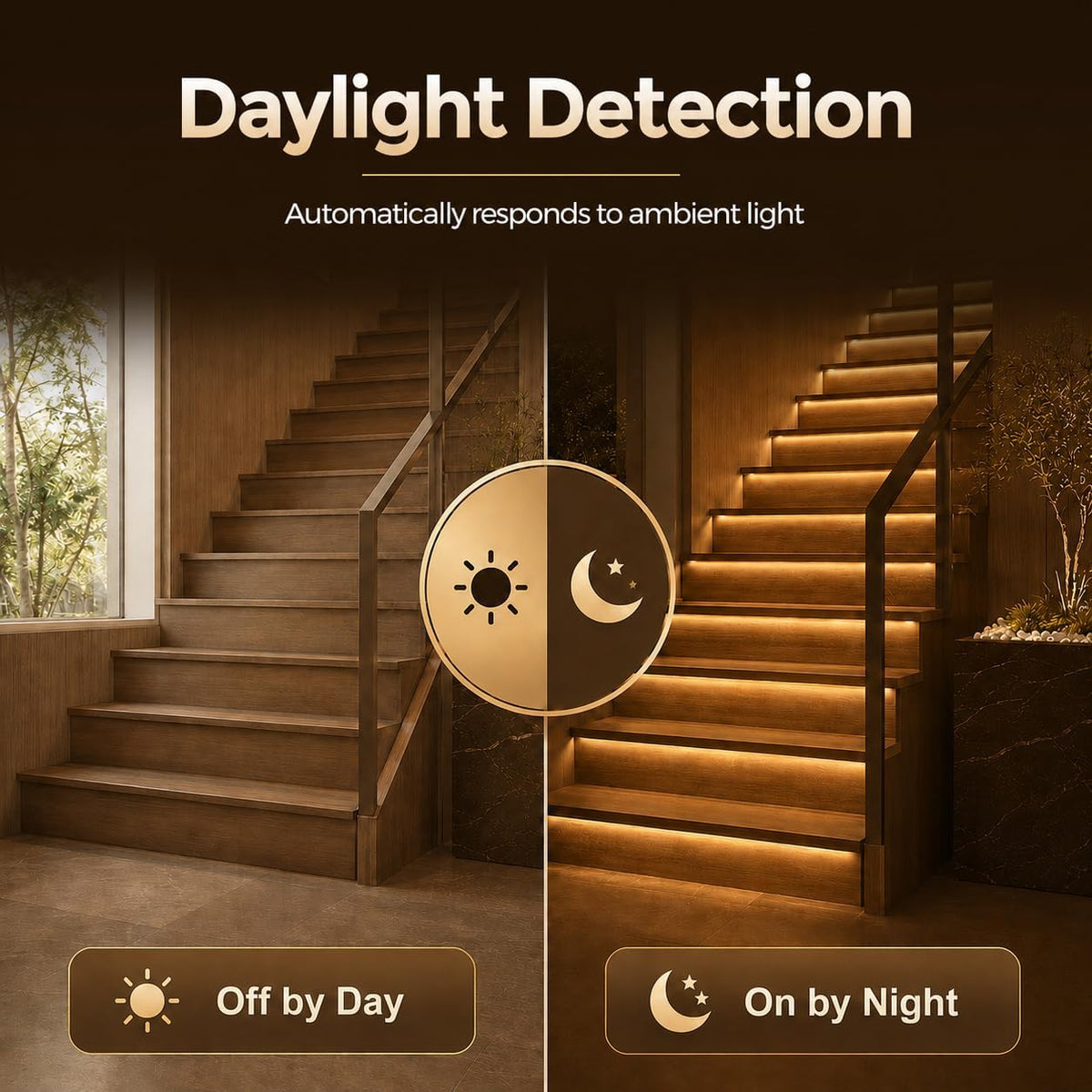 Intelligent Motion Sensor Led Stair Lights Indoor, Interior Lights for Stairs, 20 Stairs 40Inch Length (100cm) cuttable and Versatile LED Step Lights(Warm Yellow 3000K, 20 Stairs)
