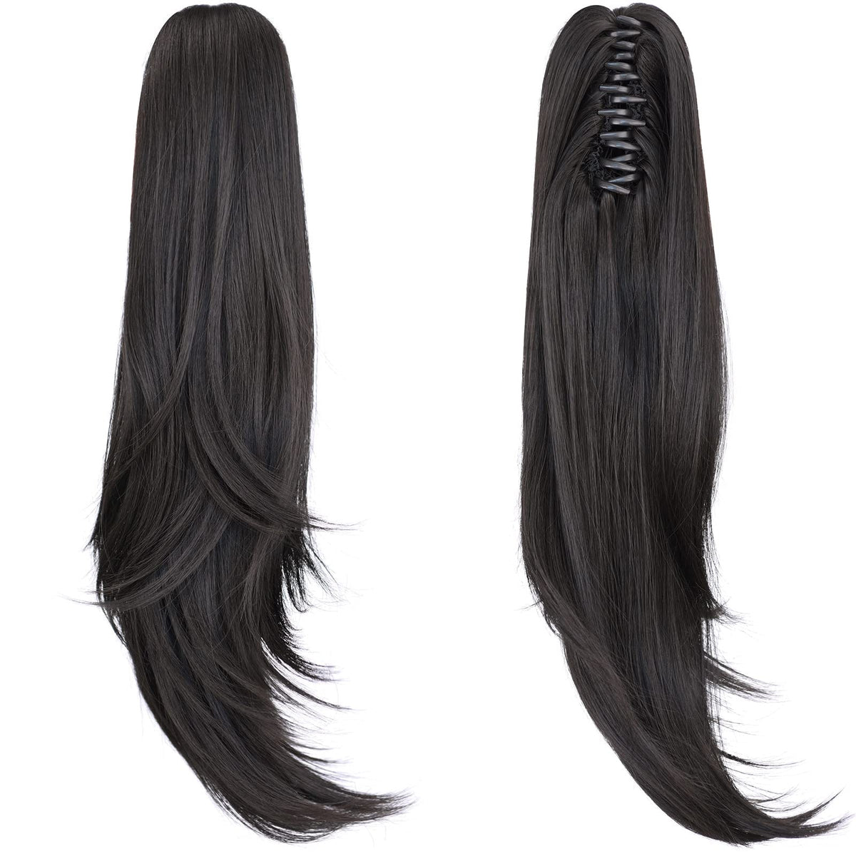 ShulaSHOP Ponytail Extension,20" Clip Hair Extensions Ponytail Curly claw hair Ponytail Extension Natural Looking Synthetic Hairpiece for Women Natural Black