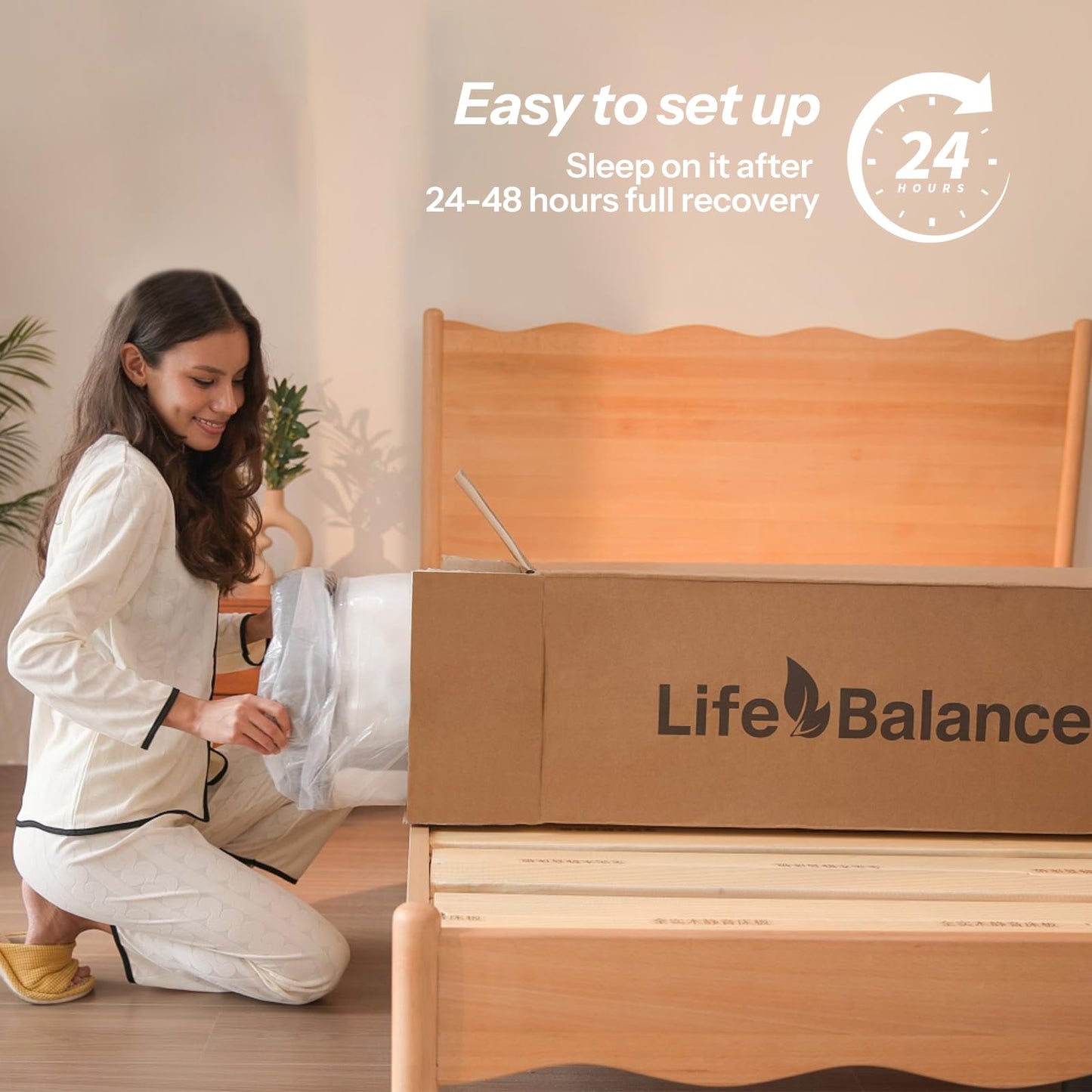 Life Balance Queen Size Mattress 10 Inch, Cooling Gel Memory Foam Mattress for Back Pain, Motion Isolation, Pressure Relief, Fiberglass Free, CertiPUR-US Certified, Medium Firm Mattress in a Box