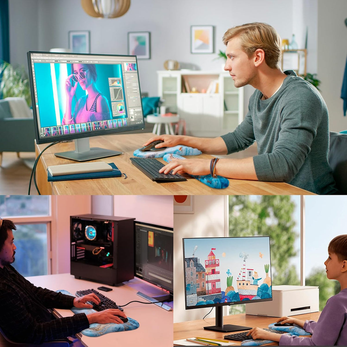 Ergonomic Mouse Pad with Wrist Support and Keyboard Wrist Rest Set