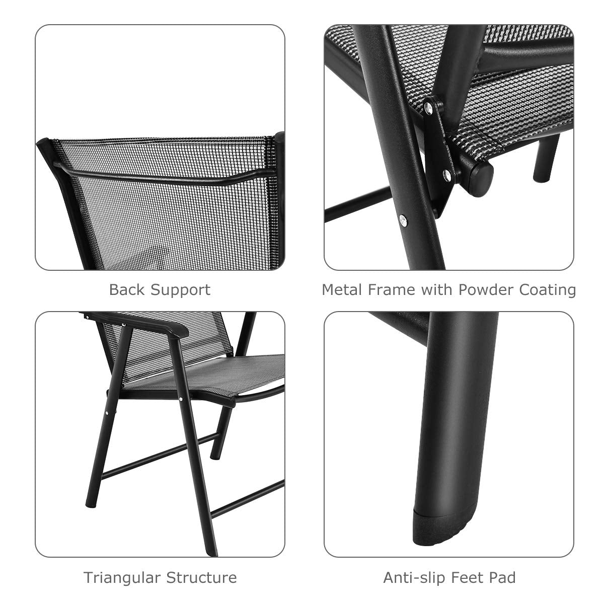 S AFSTAR Folding Chairs for Outside, Outdoor Patio Chairs Set of 4, Patio Dining Chairs with Armrests, Foldable Outdoor Chairs for Lawn Deck Backyard Porch, Folding Chairs for Adults
