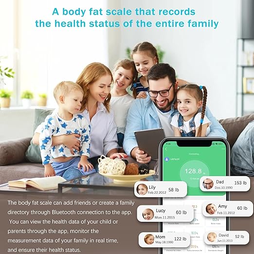 Multi Functional LCD Large Screen Intelligent Digital Body Fat Scale, Tempered Glass Bathroom Scale, Body Composition Analyzer with Smartphone Application and Bluetooth synchronous Scale