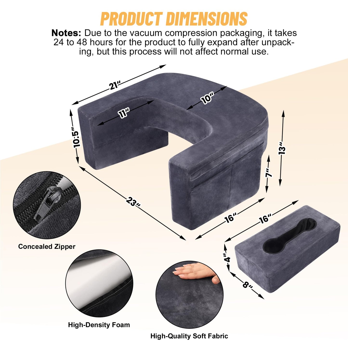 KKdema Reading Pillow & Gaming Pillow for Lap, Lap Desk Pillow for Gaming with Coaster, Soft Arm Rest Pillow for Adult, Memory Foam Rest Pillows for Reading, Working, Sitting in Floor Sofa, Grey