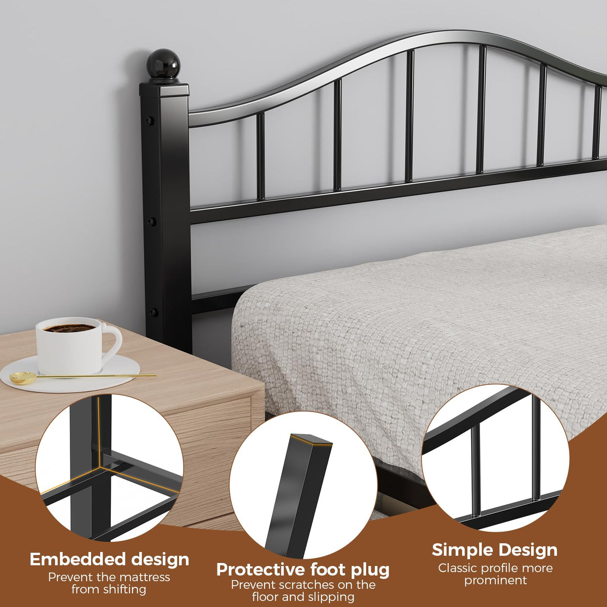 Blbeed Metal Full Size Bed Frame with Headboard, Noise-Free Design & Underbed Storage Heavy Duty Bed Frames No Box Spring Needed/Tool-Free Assembly