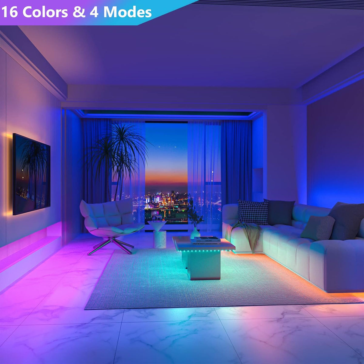 WOBANE 2PCS Rechargeable LED Strip,Dimmable RGB Rope Lighting with Remote