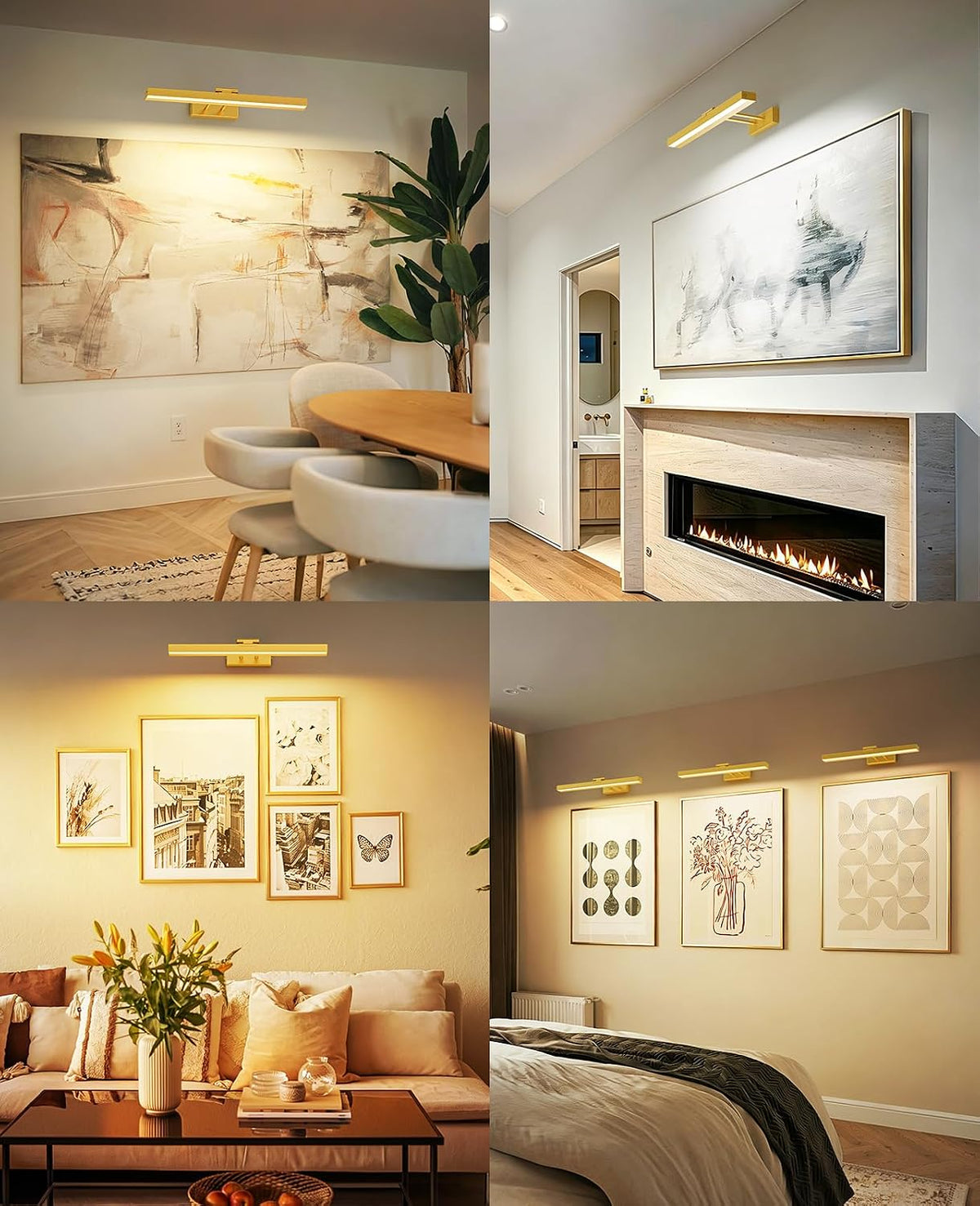 PESUTEN Picture Light for Wall, 16in Battery Wall Sconce Art Light CCT Dimmable Magnetic Battery Lights for Painting with Remote Control for Gallery Artwork Living Room Portraits Hallway 2PCS Gold