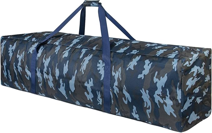 TOPDesign 46 Inch Extra Large Zippered Duffel Bag for Travel Camping Sports Equipment Storage, Waterproof Foldable Luggage Bag with Padded Handles