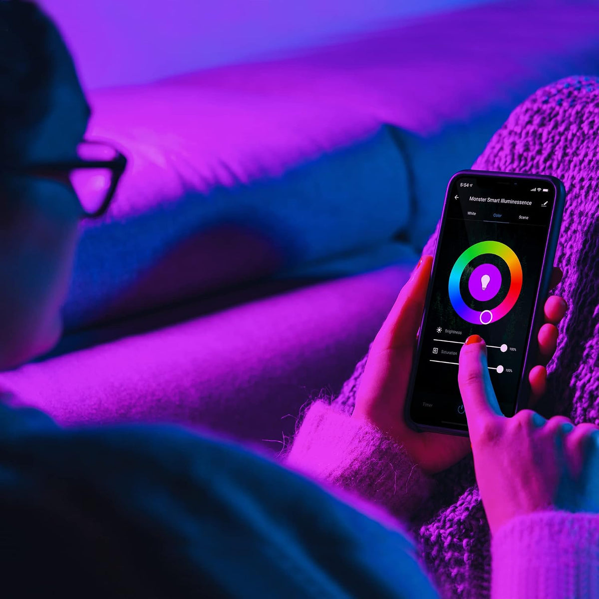 Monster Multi-Color and Warm-White LED Light Bulb, 16,000,000 Lighting Possibilities, Customizable with App, Compatible with Alexa/Siri/Google Assistant, Wi-Fi Enabled, 2-Pack, 9 Watt