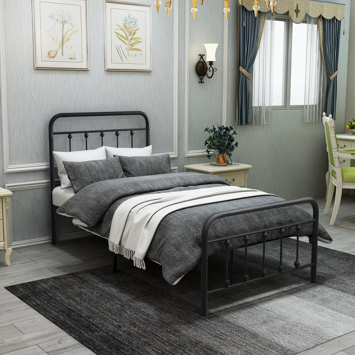 Metal Platform Bed Frame with Headboard