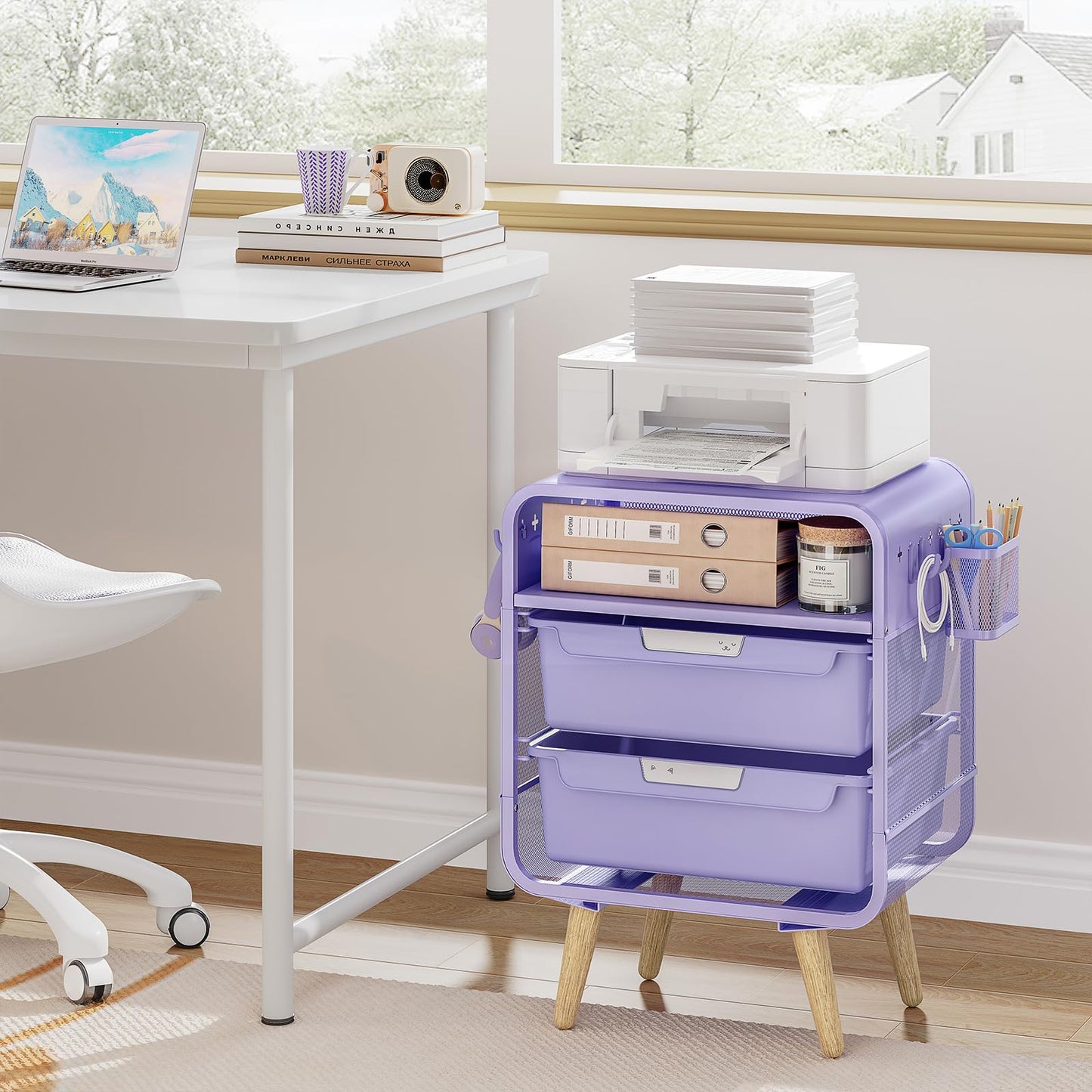 SYKIARIOL Kids Nightstand,Kids Bedside Table,Night Side Table,Kids Night Stand,End Tables Bedroom,Purple Cute Nightstand with Storage Drawer for Girls