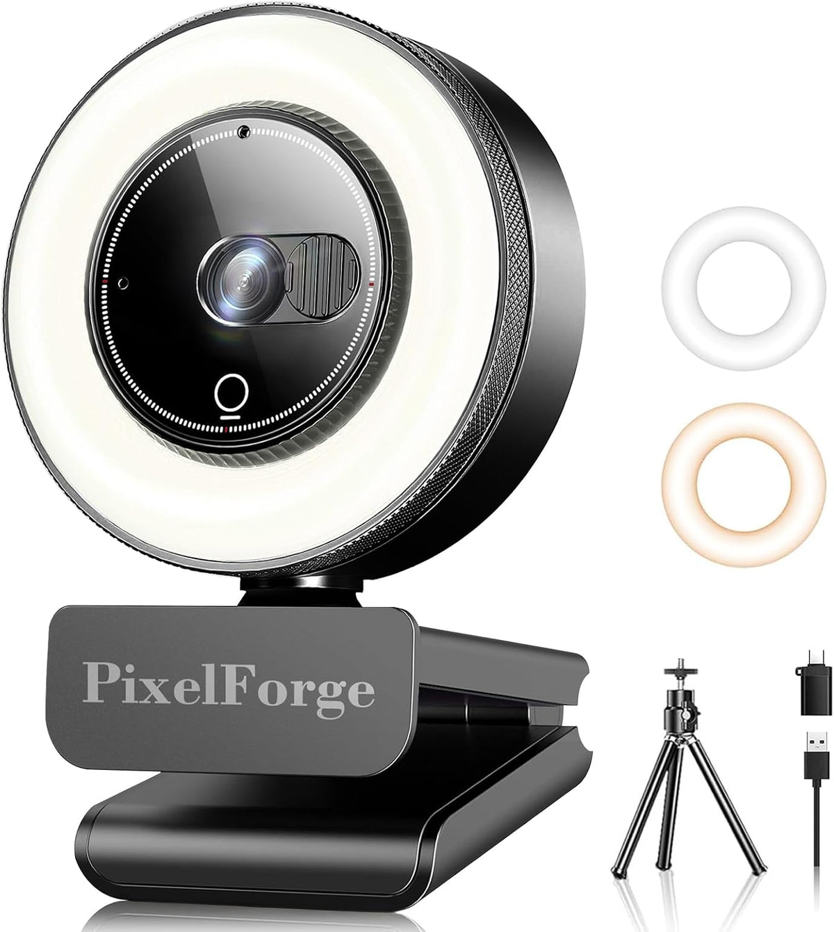 2K Webcam for PC with Microphone & Light & Privacy Cover