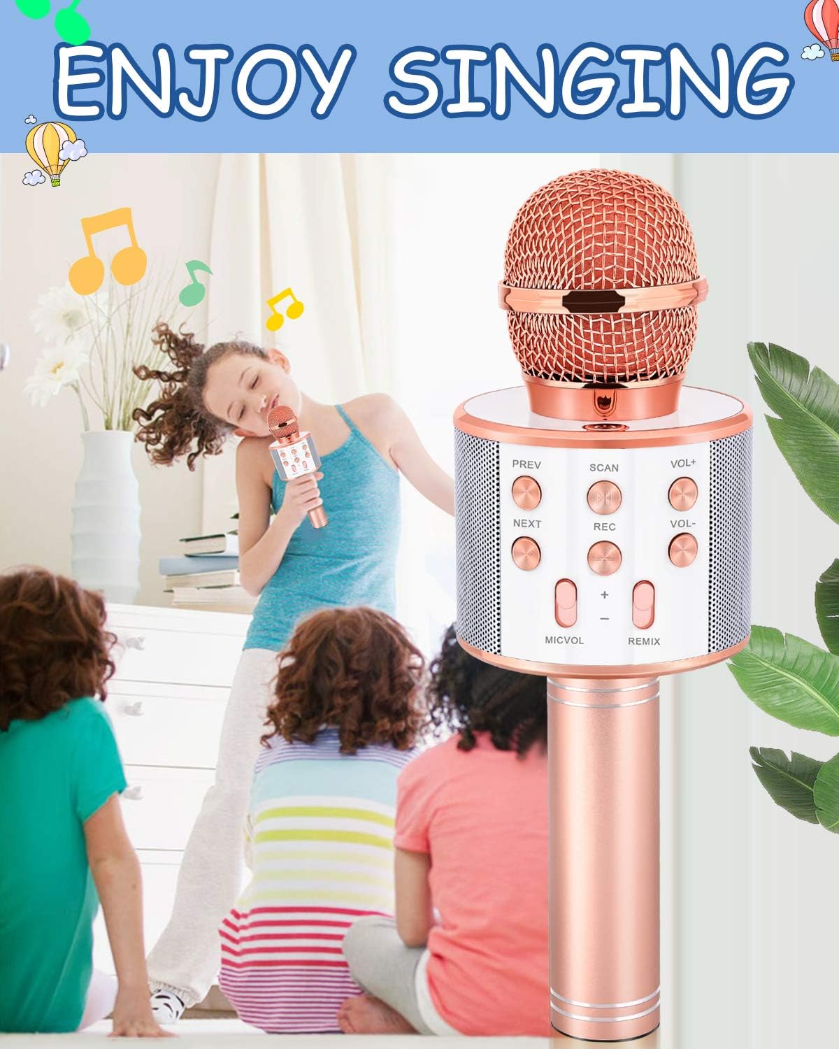 Toys for Girls Age 5-12, Wireless Bluetooth Karaoke Microphone for Kids Popular Toys for 5 6 7 8 9 10 11 12 Year Olds Girls Boys Best Gifts for 5-12 Year Olds Girl Boy Teen - Champagne