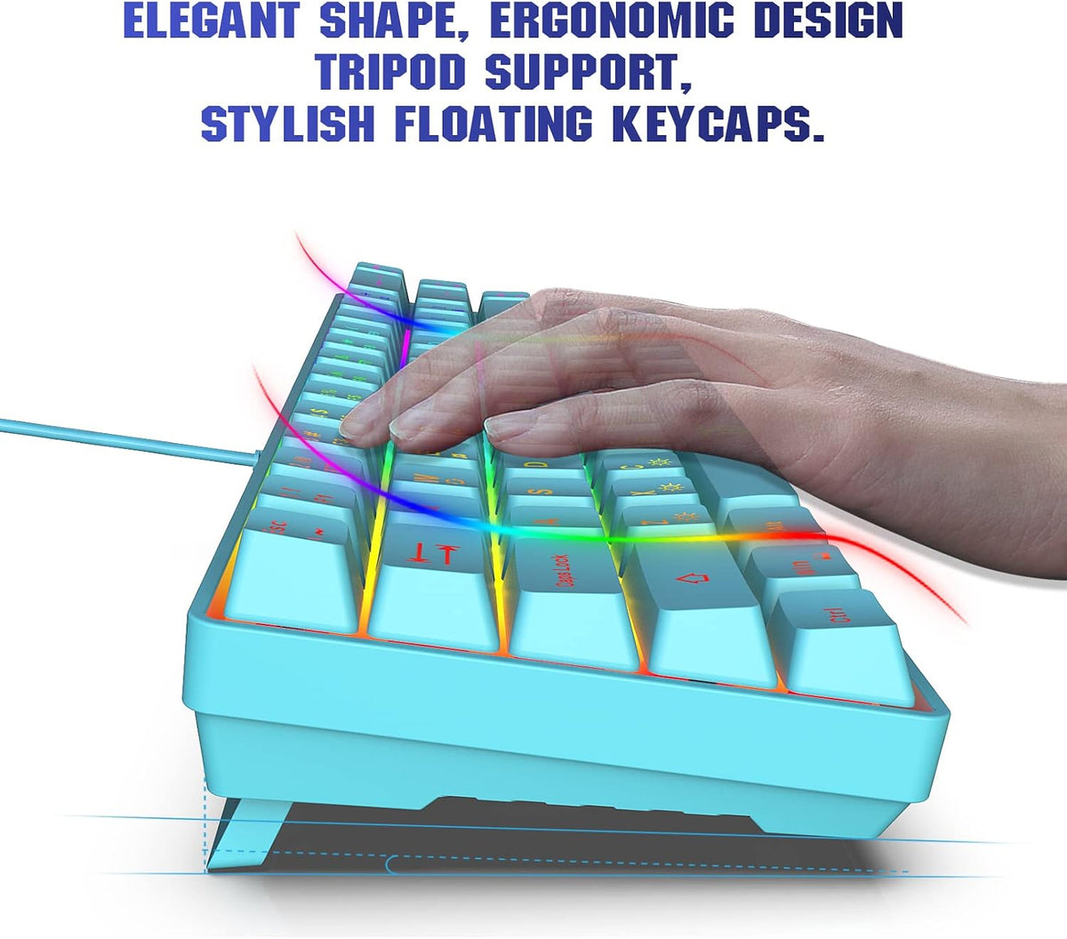 Snpurdiri 65% Membrane Gaming Keyboard, RGB (68 Keys,Blue)