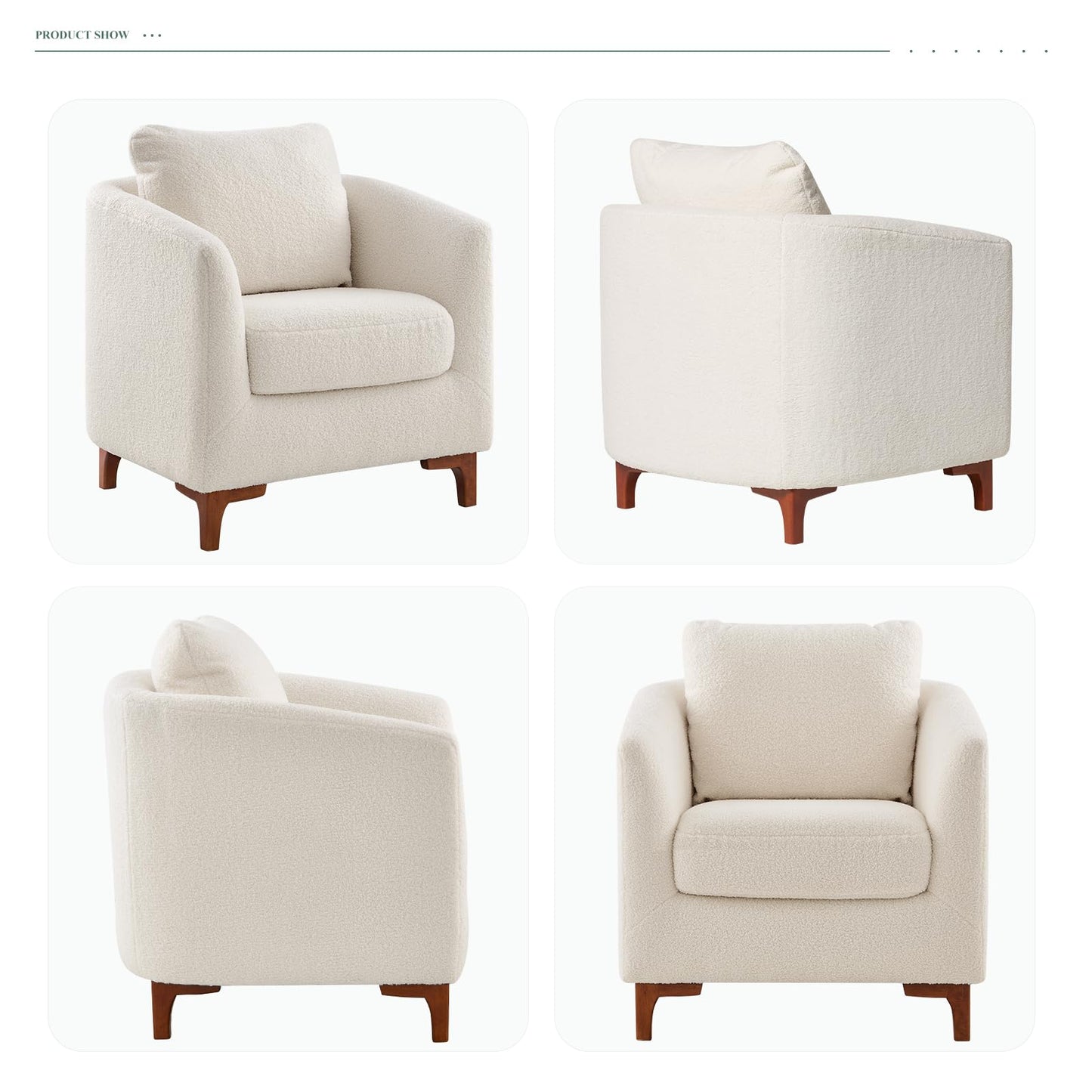 COLAMY Sherpa Accent Chair with Storage Ottoman Set, Upholstered Barrel Arm Chair with Footrest, Modern Living Room Chair with Back Pillow, Cream