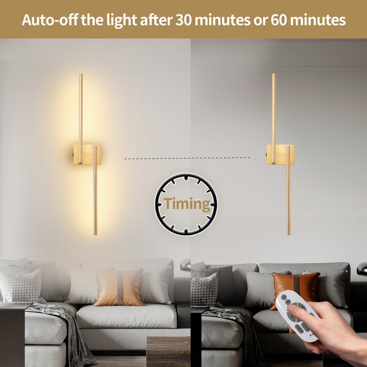 Zlierop Rotate Wall Sconces Battery Operated, 8000mAh Charge Battery Wall Sconces Set of Two, Wireless Wall Sconce with Memory Remote, Dimmable Wall Lights, Gold sconces Wall Decor Set of 2