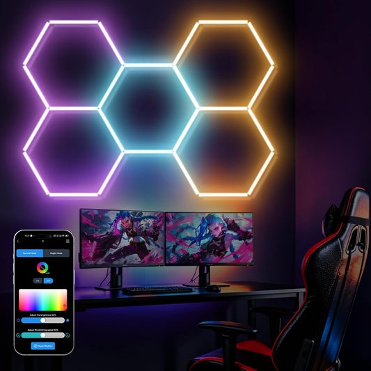 RGB Hexagon LED Lights for Garage Color Changing 5 Hex