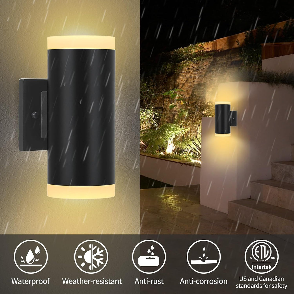 Outdoor Wall Light, Anti-Rust Waterproof Exterior Sconce Aluminium