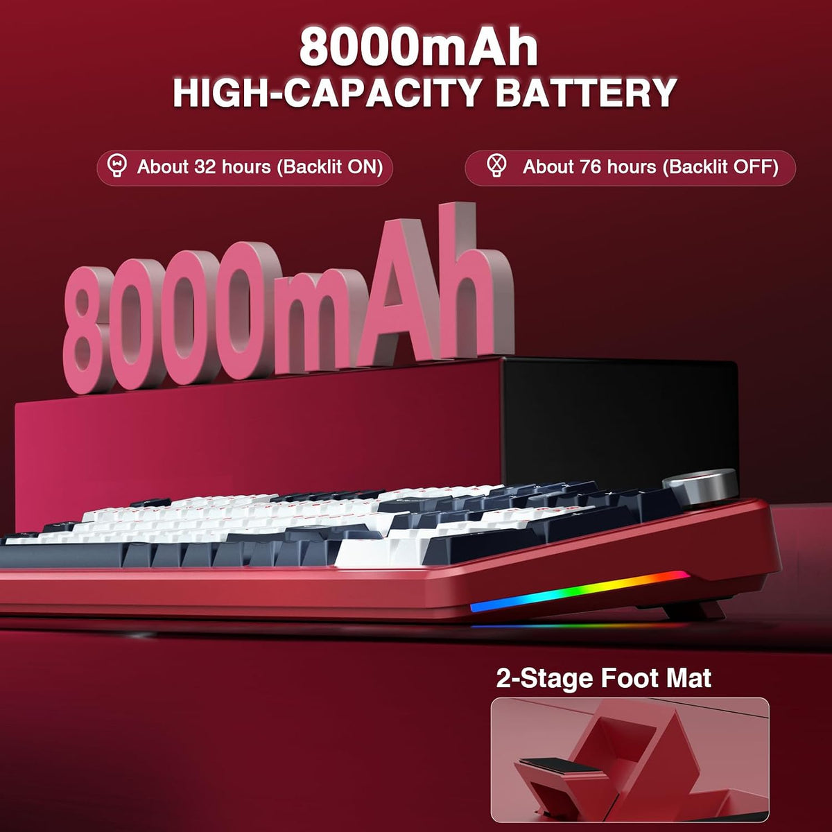 AULA F108 PRO - Wireless Mechanical Keyboard with Screen&Knob,Hot Swappable Gaming Keyboard with 8000mAh Battery,Pre-lubed Switches,RGB Backlit,PBT Keycaps Creamy Sounding Computer Keyboards,104 Keys