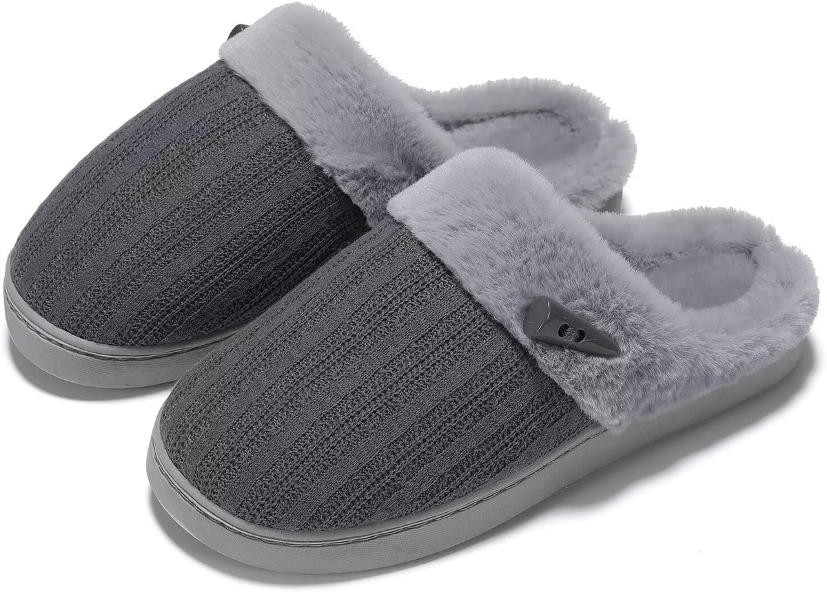 NineCiFun Women's Slip on Fuzzy Slippers Memory Foam House Slippers Outdoor Indoor Warm Plush Bedroom Shoes Scuff with Faux Fur Lining