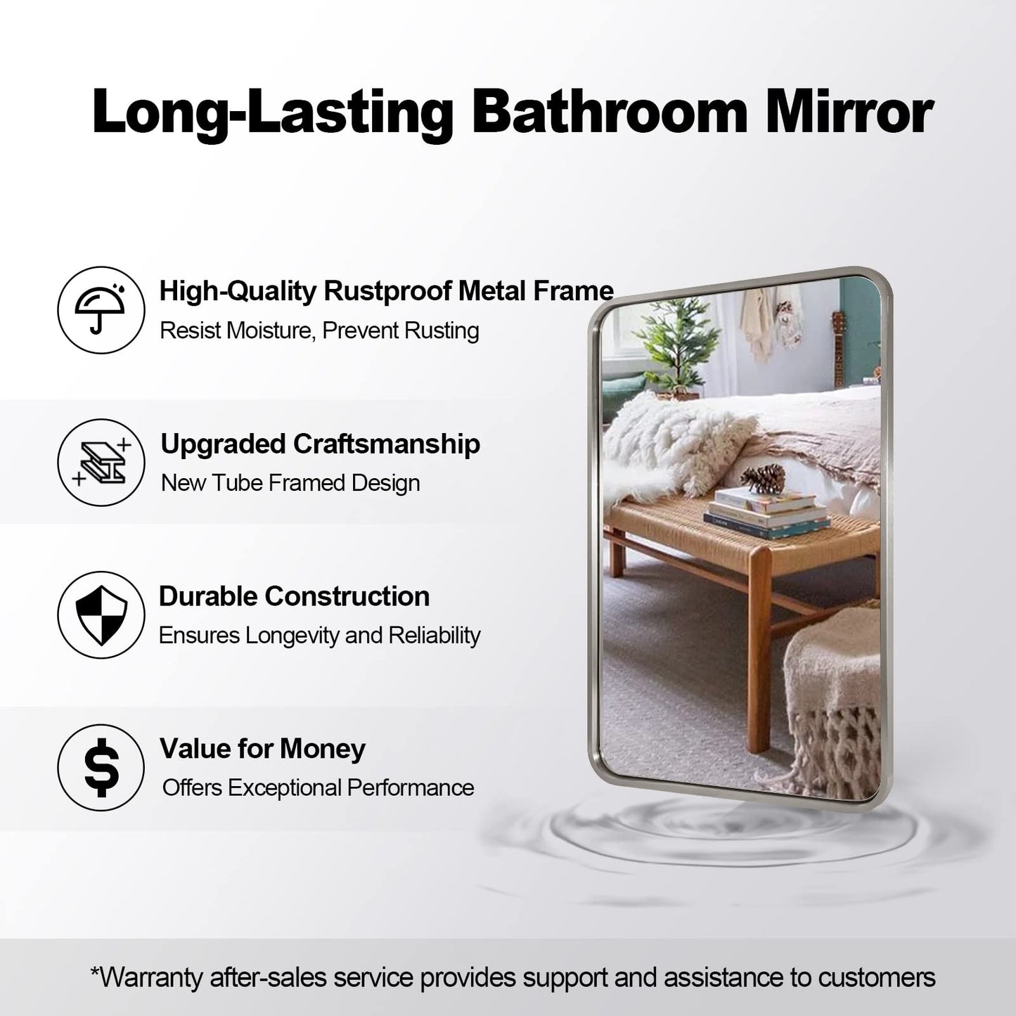 ANDY STAR Mirrors for Wall, 20x28’’ Brushed Nickel Bathroom Mirror, Rounded Rectangle Mirrors for Vanity, Anti-Rust SUS304, Tube Metal Frame, 1’’ Deep Wall Mounted Vertically/Horizontal