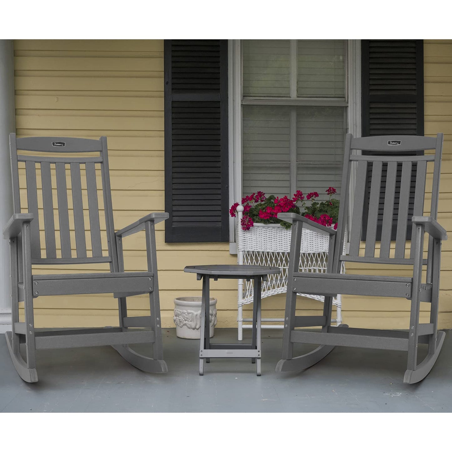 FUNBERRY Outdoor Rocking Chairs, HDPE All Weather Poly Lumber Rocker, High Back Patio Rockers Easy Assembly