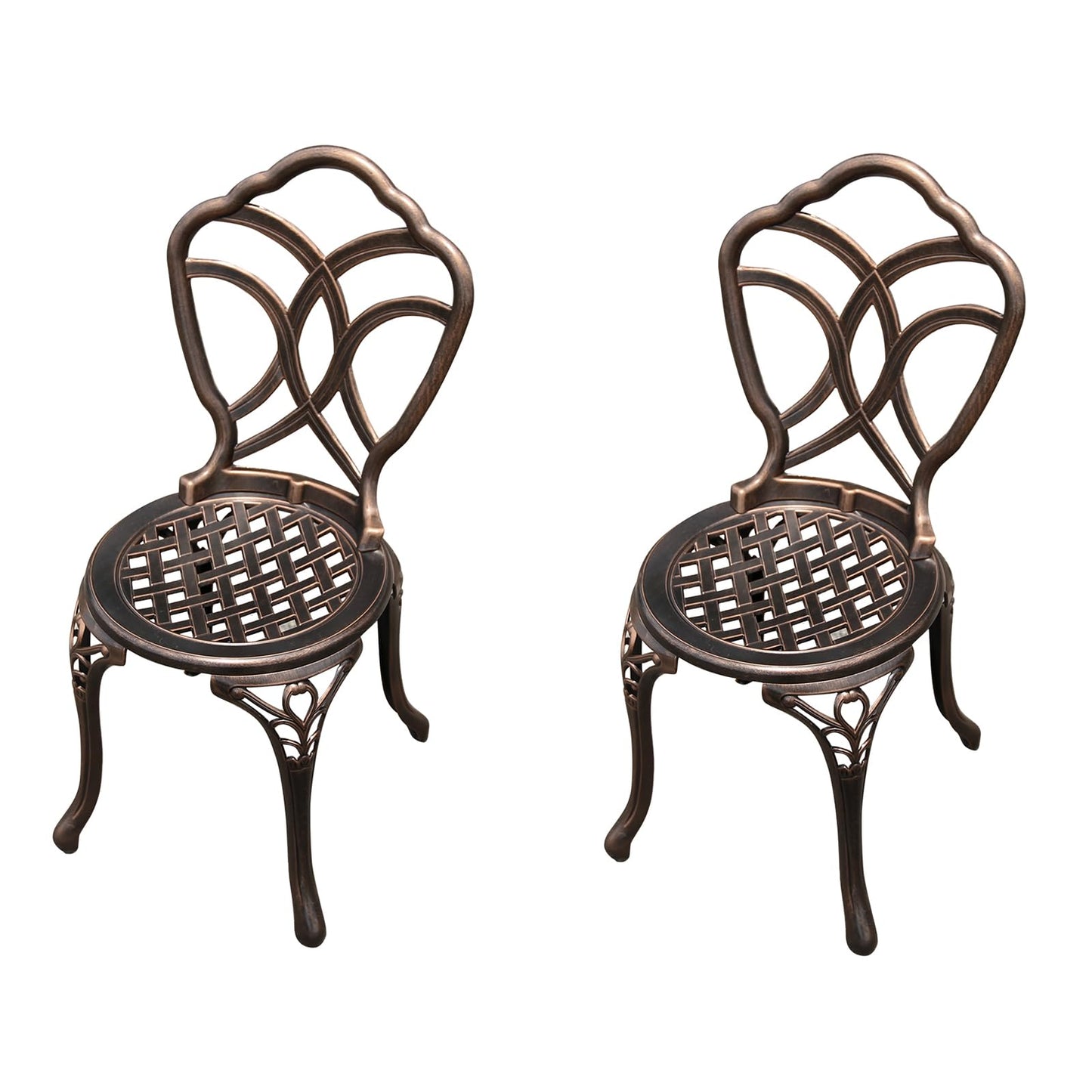 FAPOLITE Outdoor Dining Chair Cast Aluminum Patio Chairs Set of 2 All-Weather Patio Dining Chair with Adjustable Feet for Backyard Garden (Muran Chair)