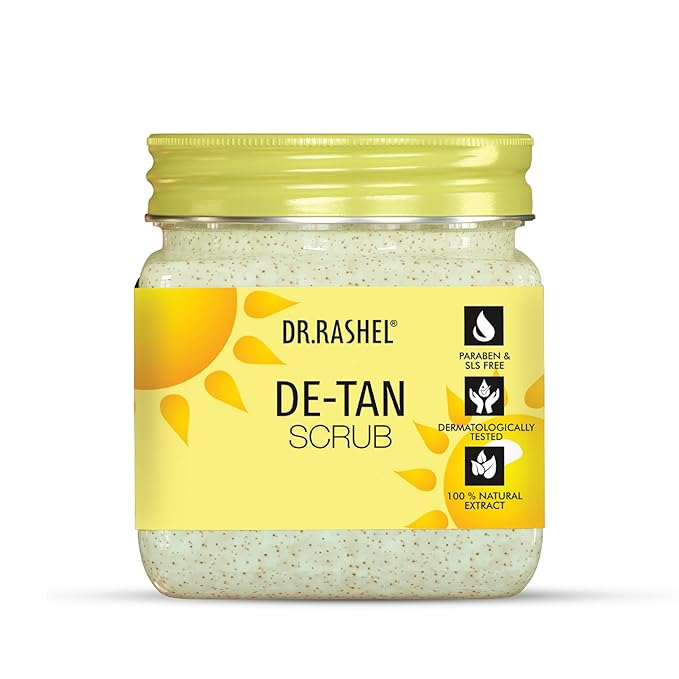 DR.RASHEL De-Tan Face & Body Scrub Exfoliating Face Wash with Natural Extracts for Tan Removal, Blackhead Remover & Oil Control Cleanser – Suitable for Most Skin Types - 380ml / 12.84 Fl Oz