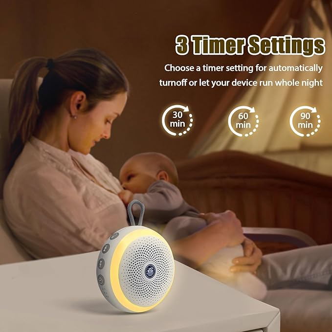 Baby Noise Machine – Portable Sound Machine with Night Light for Baby Nursery – Sleep Soother with White Noise, Rain Sounds & Sleep Music for Deep Restful Sleep