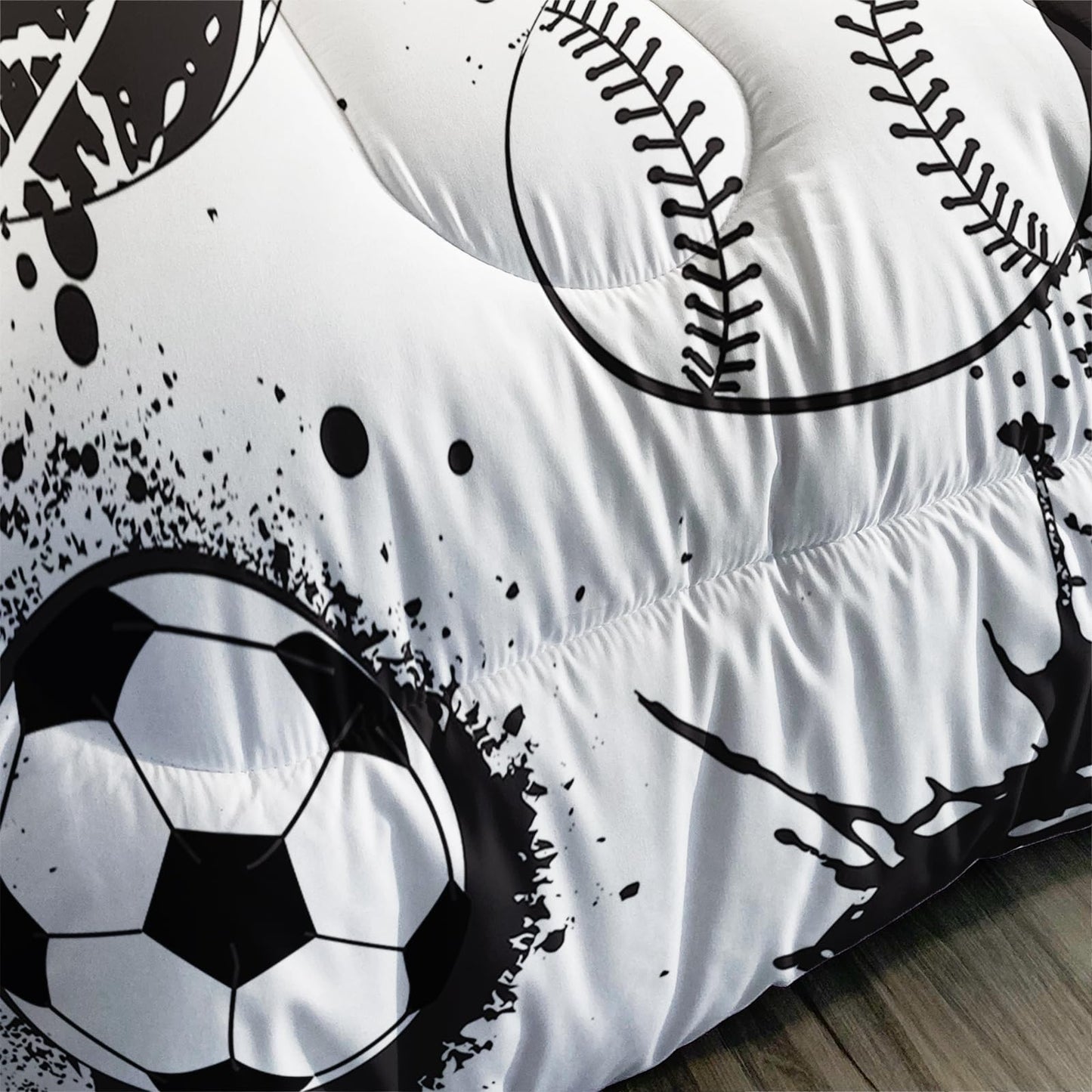 Axolotl Ball Sports Comforter Set Twin,Football Soccer Bedding Set,Football Baseball Game Comforter Set,Baseball Bedding Set,Hip Hop Graffiti Artwork Bedding for Boys Kids Men,1 Quilt 2 Pillowcases