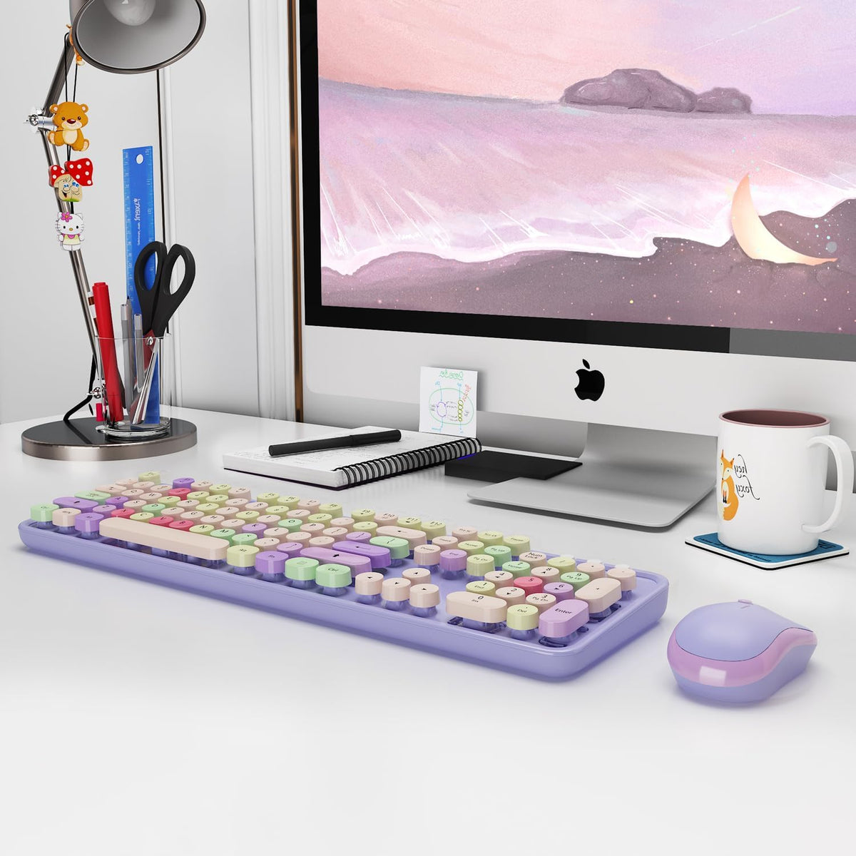 Kootop Wireless Computer Keyboard and Mouse Combo,Colorful Purple