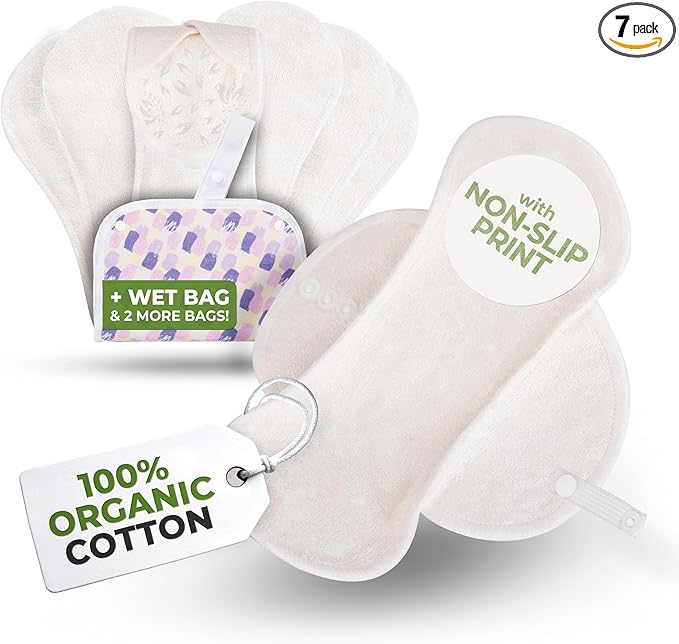 Non-Slip Organic Reusable Panty Liners for Women & Teens (Medium, 7-Pack) – High-Temp Washable Viscose Cloth Liners; Stay Fresh & Dry; for Daily Vaginal Discharge Only; 100% Breathable (no PUL/TPU)