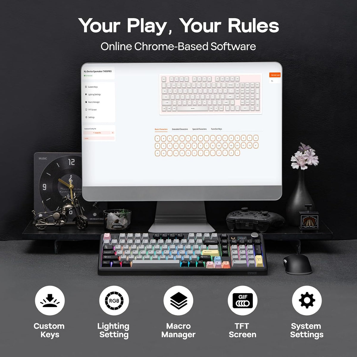 EPOMAKER TH99 PRO 96% Mechanical Keyboard with Screen & Knob, 10000mAh