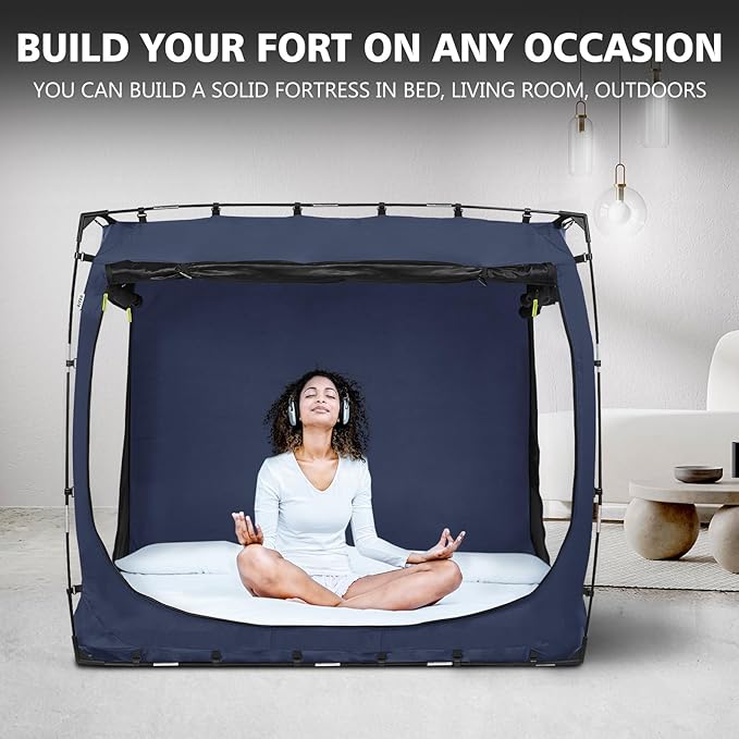 Bed Tent Bed Canopy King Size Tents for Adult and Kids- Original Design Portable Dream Tent Indoor Sleeping 80% Blackout with 3 Doors Breathable Big Space Tents