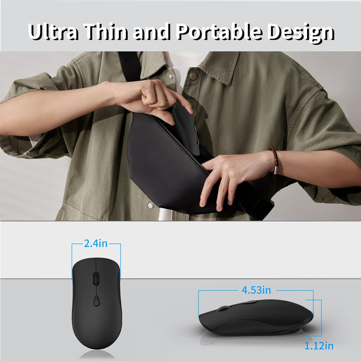 Slim Silent 2.4G Wireless Optical Mouse, Orange