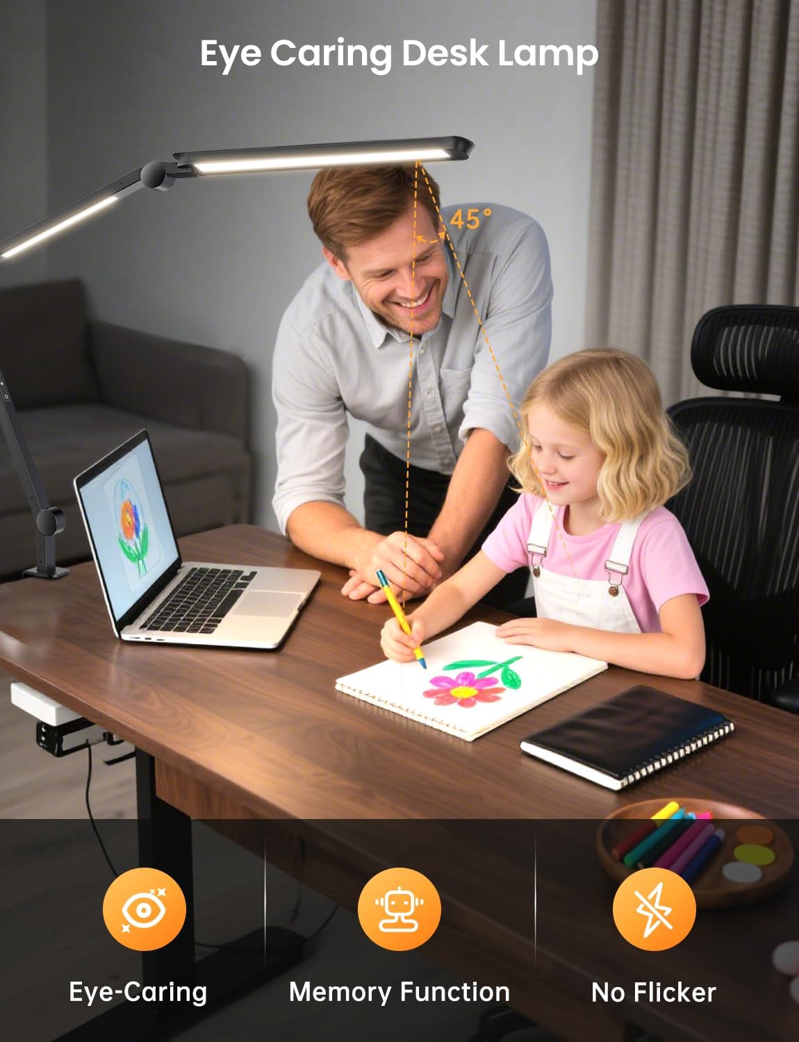 LED Desk Lamp with Clamp, Dual Light Adjustable Puzzle Light with Remote
