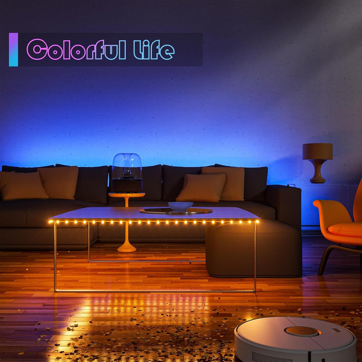 WOBANE 2PCS Rechargeable LED Strip,Dimmable RGB Rope Lighting with Remote