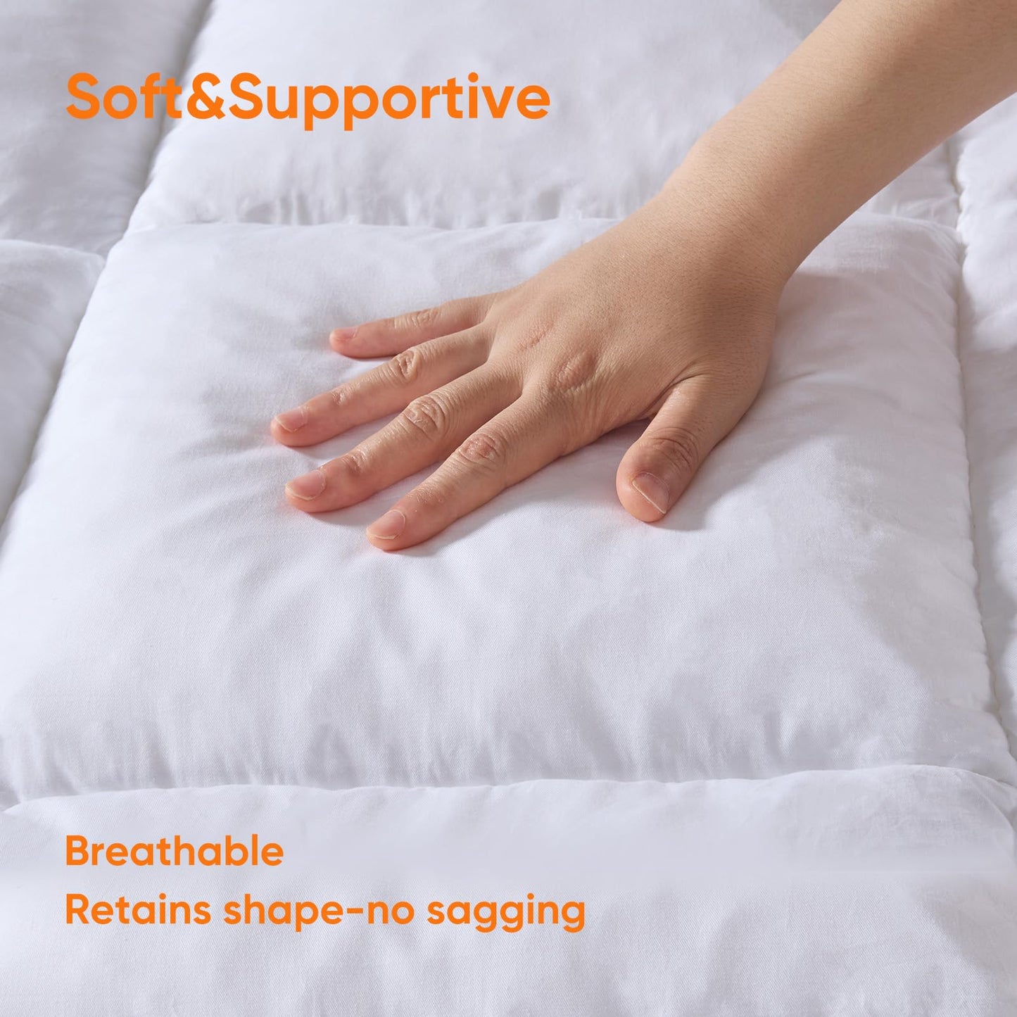 Memory Foam Queen Mattress Topper, Bed Topper with 3 Inch Extra Thick Shredded Foam, 100% Cotton Mattress Pad Cover, Breathable & Skin-Friendly Queen Size Mattress Topper with Anchor Straps