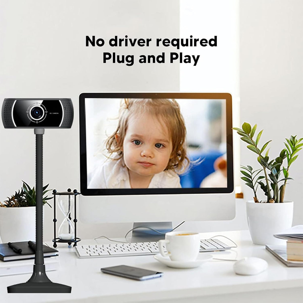 Autofocus 720P Webcam USB Camera with Noise Canceling Microphone for Online Classes Video Conferencing PC Webcam with Noise Reduction