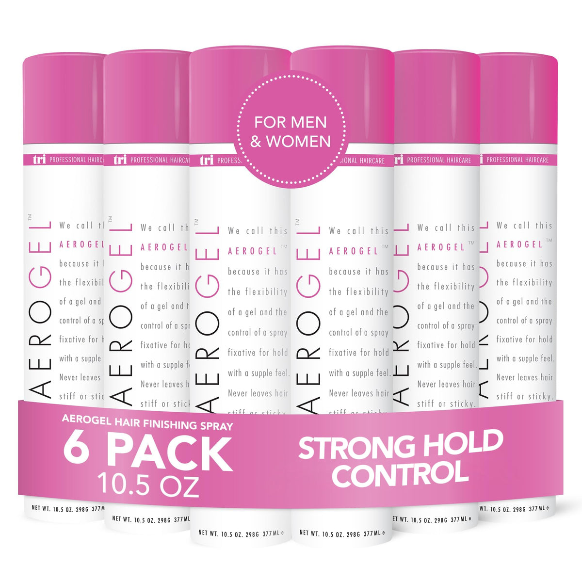 TRI Design Aerogel Hair Spray - Extra Hold, Firm Hold for Women and Men, Travel, Volume Fixer & Non-Sticky Hairspray (10.5oz, Pack of 6)