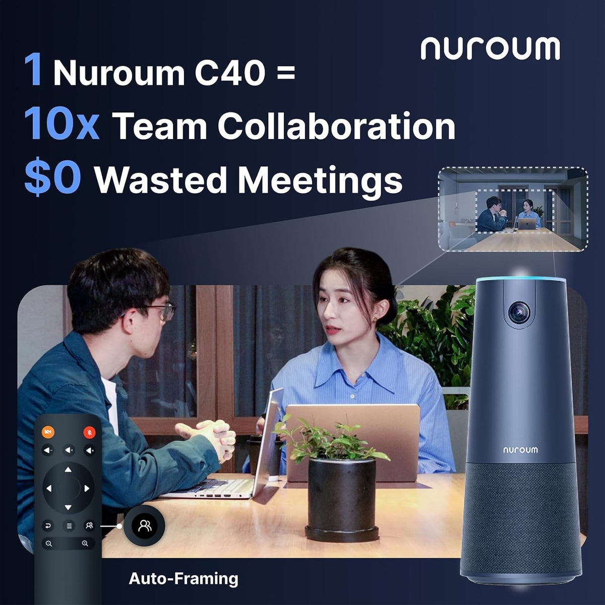 NUROUM C40 2K Video Conference Webcam with Microphone and Speaker
