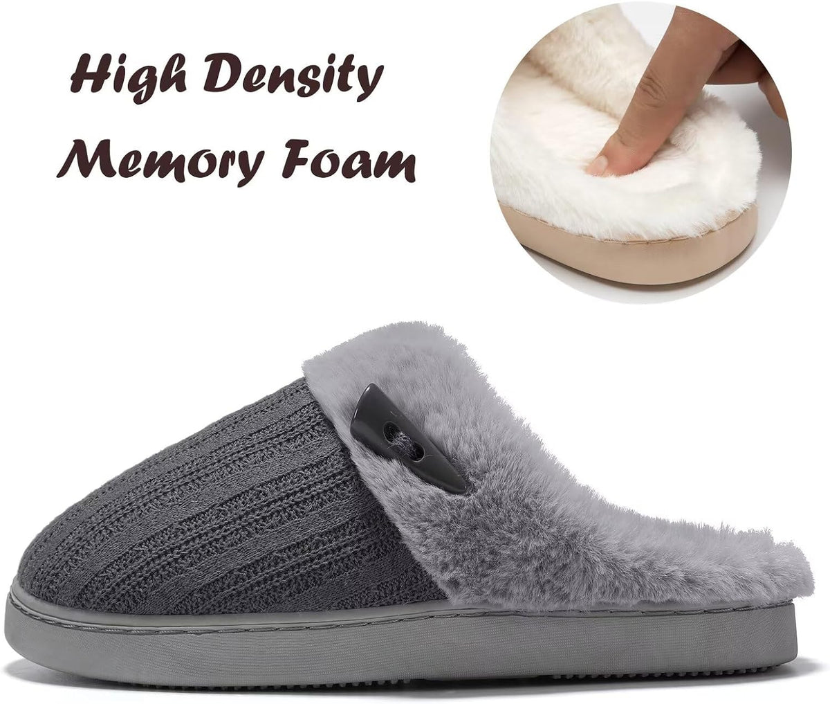 NineCiFun Women's Slip on Fuzzy Slippers Memory Foam House Slippers Outdoor Indoor Warm Plush Bedroom Shoes Scuff with Faux Fur Lining