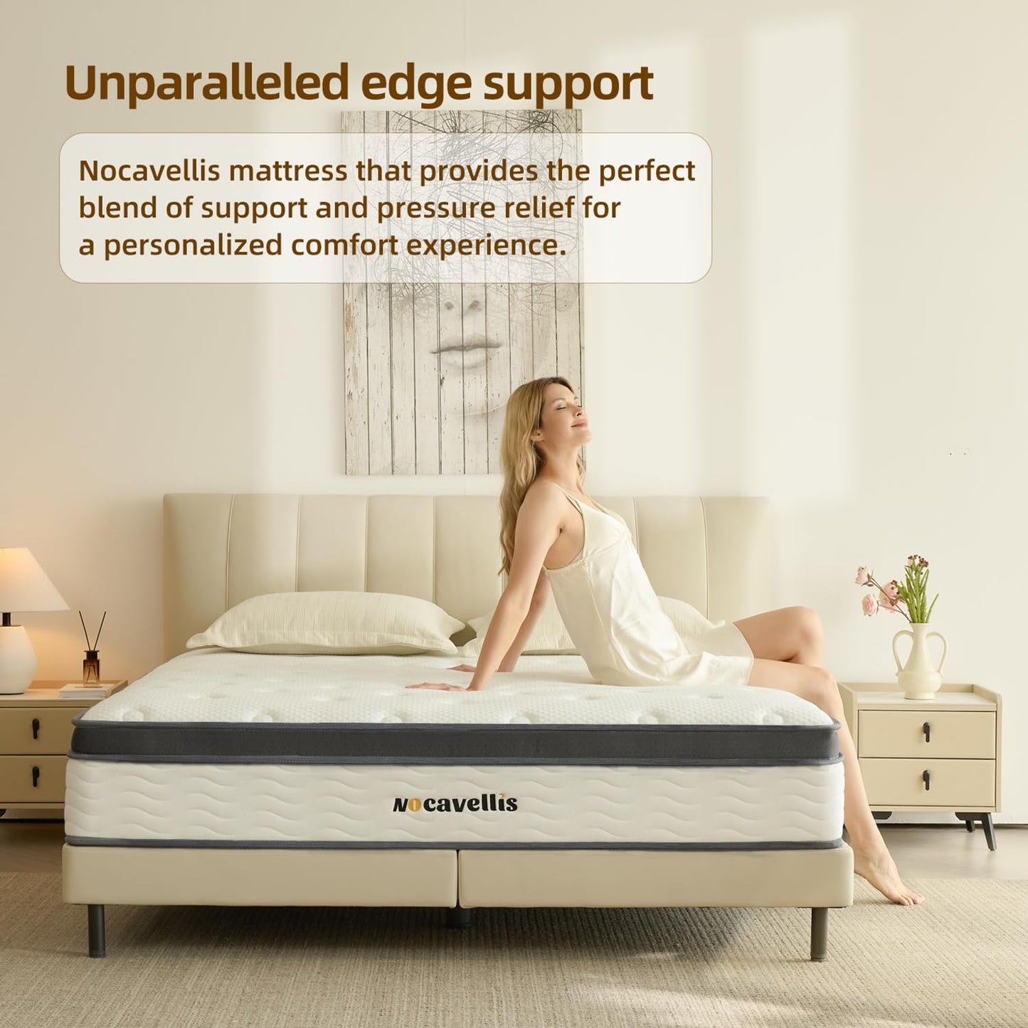 Nocavellis Full Size Mattress 10 Inch Hybrid Mattresses Full with Gel Memory Foam and Pocket Spring for Cool Sleep and Pressure Relief, Breathable Comfort Soft Bed Mattress in a Box, Medium Firm Feel