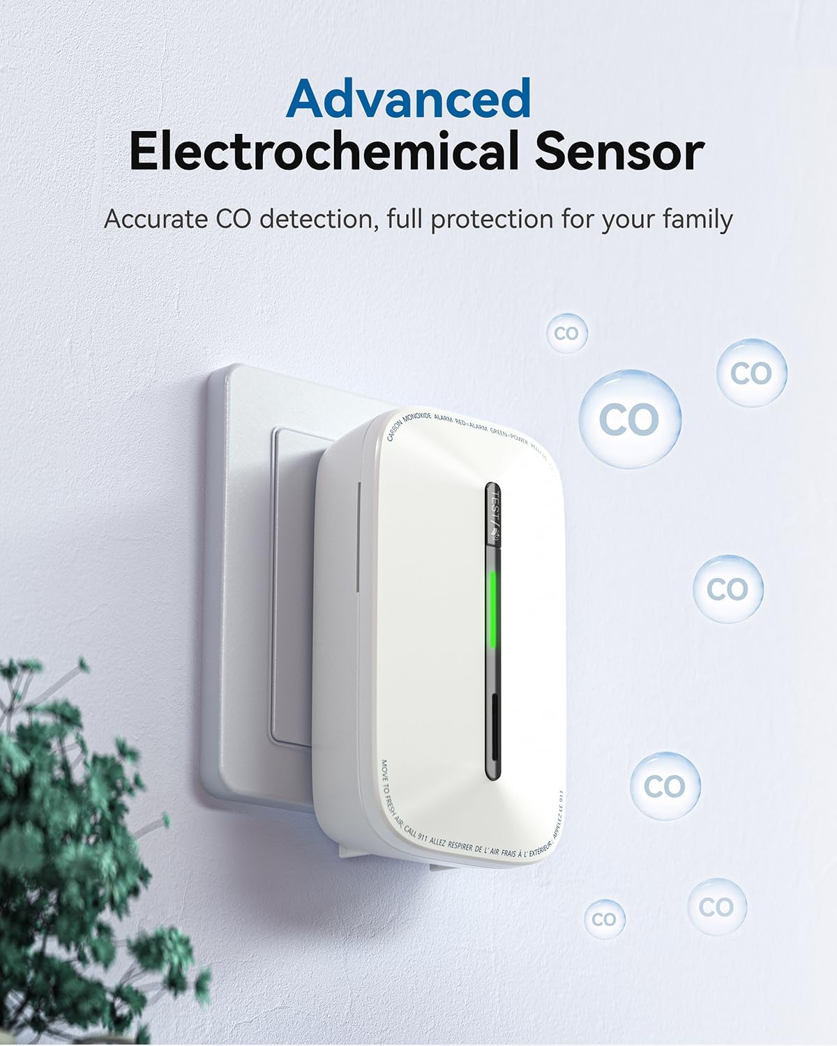 SITERWELL Plug in Carbon Monoxide Detector 10 Year Battery&AC Powered,